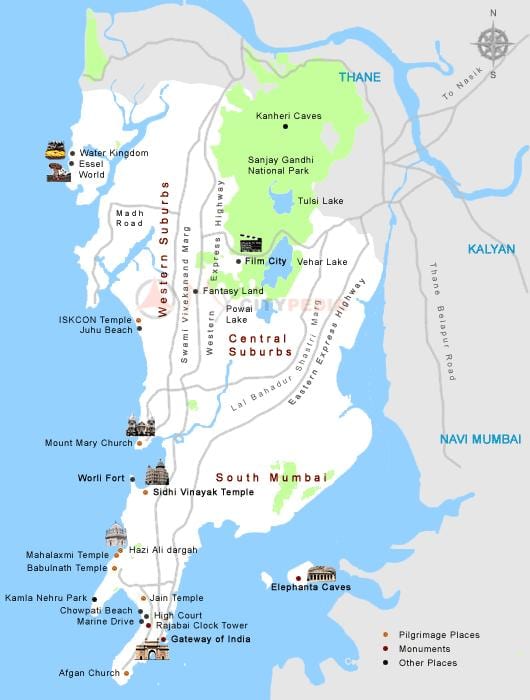 மும்பை தர்ஷன் இடங்களில் வரைபடம்